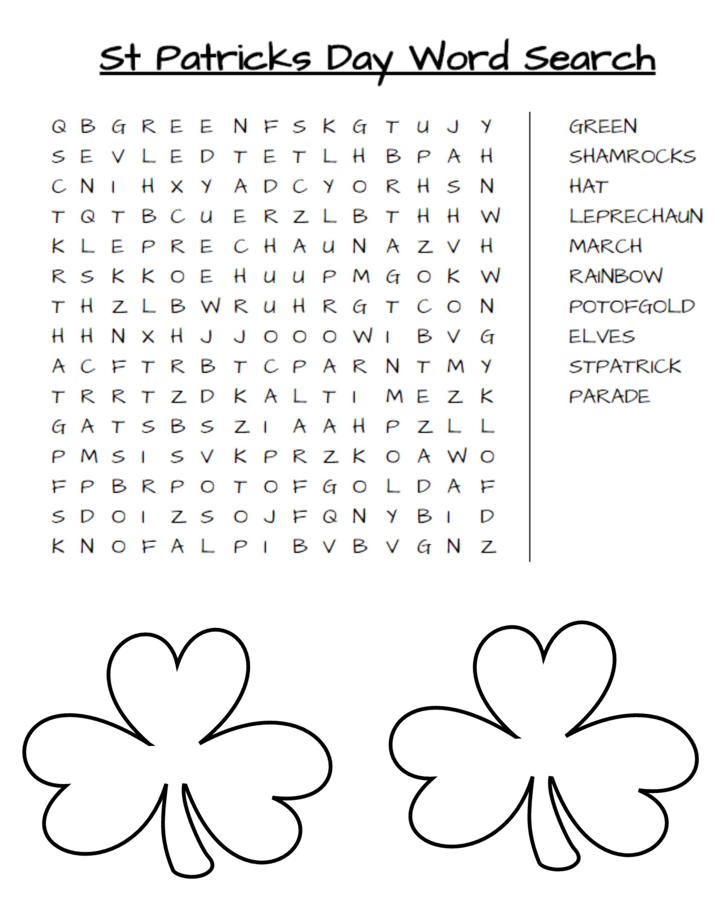 St Patrick s Day Word Search Printable Printable Word Searches
